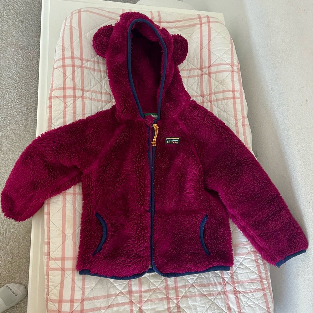 HiPile Fleece Pink Hooded Jacket with Bear Ears